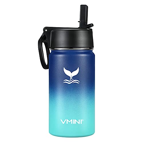 Book Cover Vmini Water Bottle with New Wide Handle Straw Lid, Wide Mouth Vacuum Insulated 18/8 Stainless Steel, 12/18/24/32/40/64 oz