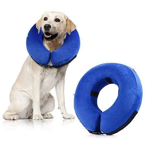 Book Cover Wehome Protective Inflatable Pet Collar, Dog Recovery Cone After Surgery-Soft Adjustable Comfortable, Does Not Block Version Pet E-Collar for Dogs and Cats- Large