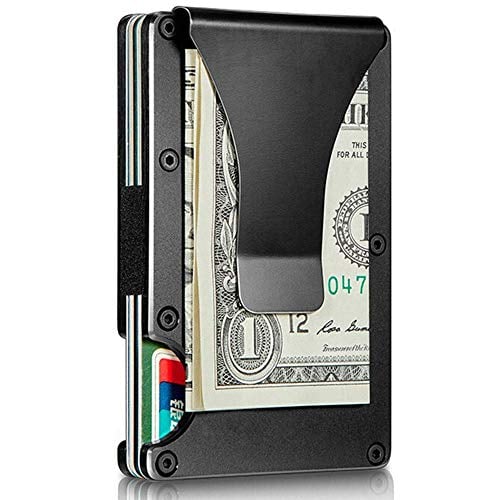 Book Cover Carbon Fiber Slim Wallet, RFID Minimalist Wallet, Aluminum Money Clip Wallet Credit Card Holder for Men