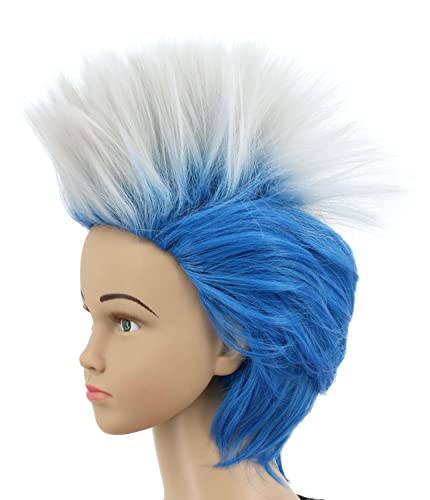 Book Cover yuehong Short Layered Blue White Anime Cosplay Wig Halloween Costume Party Hair Wigs