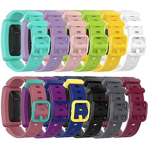Book Cover RuenTech Compatible with Fitbit Ace 2 Kid's Band Silicone Water Resistant Fitness Watch Strap for Ace 2 Bands for Kids (12-Pack)