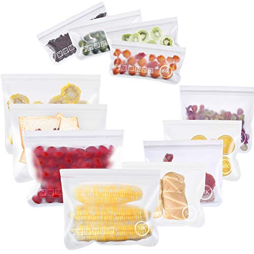 Book Cover Reusable Storage Bags - 12 Pack BPA Free Leakproof Freezer Bags(4 Extra Thick Reusable Sandwich Bags & 4 Reusable Snack Bags & 4 Ziplock Lunch Bags) for Food Storage Home Organization Eco-Friendly