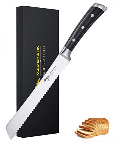 Book Cover Bread Kinfeâ€”MAD SHARK 8 Inch Pro Serrated Bread Cutter,German High Carbon Stainless Steel Cake Knife with Ergonomic Handle, Ultra Sharp Baker's Knife