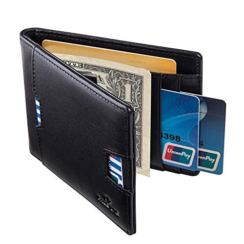 Book Cover PAGE ONE Womens Mens Wallet RFID Blocking Credit Card Holder Slim Thin Bifold Business Card Case with Gift Box - black - Normal