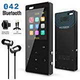 Book Cover MP3 Player, MP3 Player with Bluetooth, Hi-Fi Lossless Sound Music Player with FM Radio, Voice Recorder, Pedometer, Expandable up to 128GB TF Card, with Armband and Earphone, Black