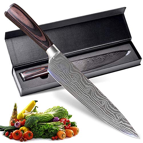 Book Cover Professional Chef Knife, 8 Inch Pro Kitchen Knife, German High Carbon Stainless Steel Knife with Ergonomic Handle