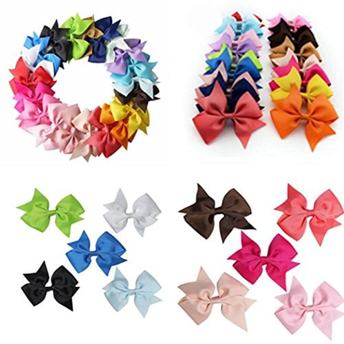 Book Cover Yuniole 20PCS Multicolored Girls Ribbon Bow Hair Clip Hand-made Kids Alligator Clips Hair Accessories