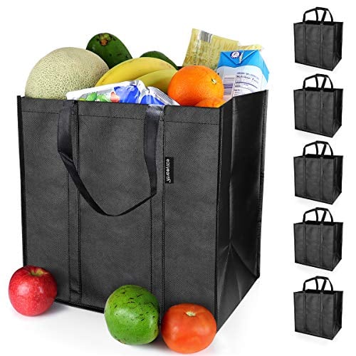 Book Cover EasyEarth Reusable Grocery Bags EcoFlex [5 Pack] - Large Shopping Bag - Heavy Duty, Durable, Foldable, Washable, and Reusable Bags - Eco Friendly Tote