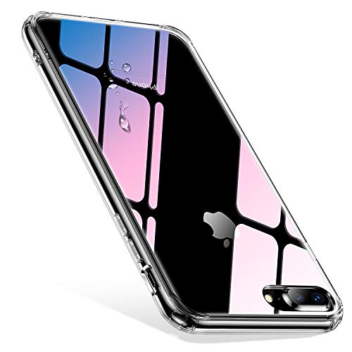 Book Cover Aunote iPhone 8 Plus Case Clear, Slim Protective Cover iPhone 8 Plus Phone Case, Anti-Scratch, Compatible for iPhone 7 Plus Cases Transparent