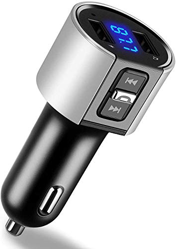 Book Cover Baile Wireless FM Transmitter for Car, Wireless FM Radio Adapter Car Kit with Hands-Free Calling and 2 Ports USB Charger