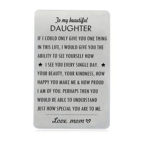Book Cover XYBAGS Gifts for Daughter from Mom, To My Daughter Engraved Wallet Card Inserts with Inspirational Quotes, Christmas, Birthday, Wedding, Graduation, Gift Ideas