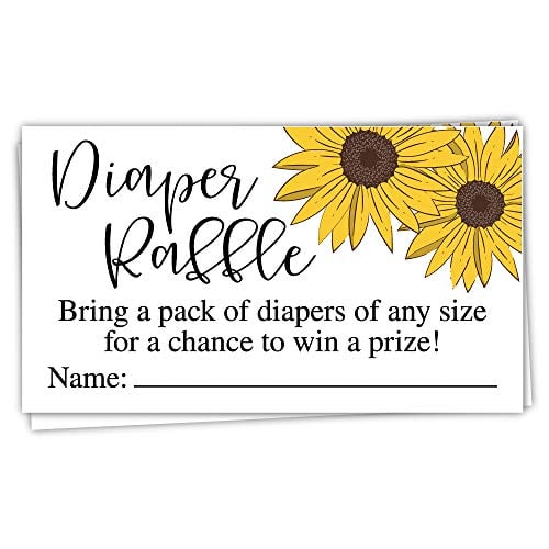 Book Cover 50 Sunflower Diaper Raffle Tickets - Baby Shower Game - Invitation Inserts