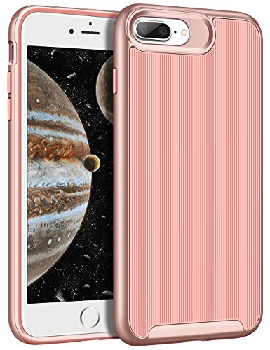 Book Cover HoneyAKE Case for iPhone 8 Plus Case Slim Protective Anti Slip Cover for Women Men Protection Cute iPhone 8 Plus Case Soft TPU Hard PC Bumper Shockproof Case for iPhone 8 Plus 5.5 inches, Rose Gold