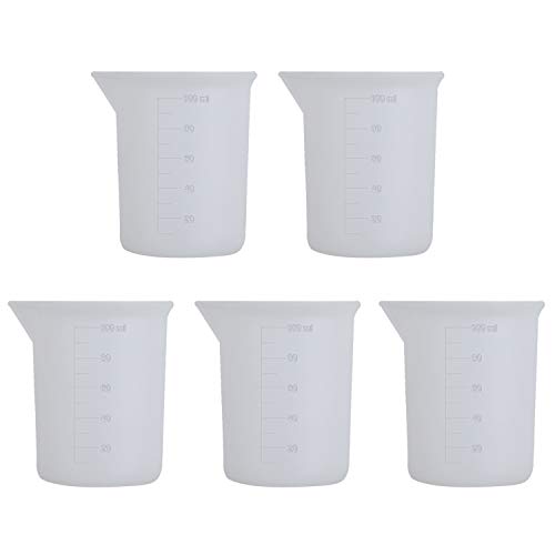 Book Cover 5 PCS 100ml Silicone Measuring Cups, Non-stick Resin Mixing Cups for Mixing Paint, Epoxy, Liquid, Stain