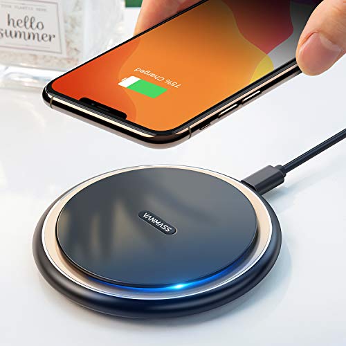 Book Cover 15W Wireless Charger, VANMASS Qi Certified Fast Wireless Charging Pad Adopt US Chip and Aerospace Aluminum Support Heat Dissipation Use Compatible with iPhone Samsung LG and Other Qi-Enabled Device