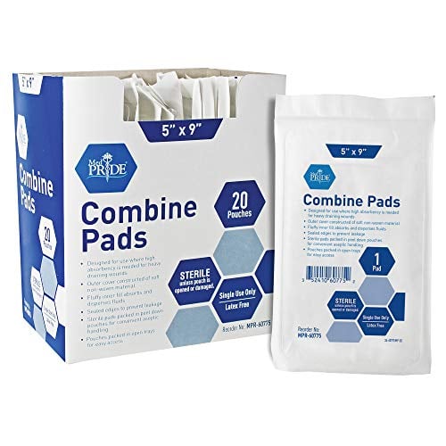 Book Cover Medpride Sterile Abdominal- ABD Combine Pads| 40-Pack, 5 x 9 Inches| Extra Absorbent & Thick, Individually Wrapped Wound Dressing, First Aid Pads| Surgical-Grade, Nonstick- for Heavy Leakage, Post Op