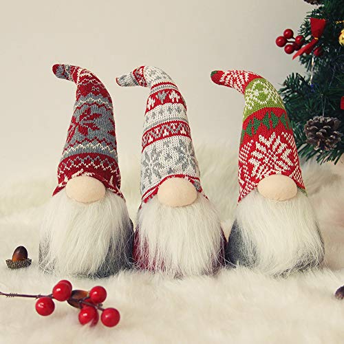 Book Cover Juegoal Christmas Plush Gnome Santa Handmade Scandinavian Swedish Tomte, Elf Toy Holiday Present, Winter Table Christmas Decorations, Set of 3