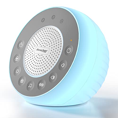 Book Cover REACHER R2 White Noise Machine and Night Light with 31 Soothing Sounds, 0-100 Dimmable Color Changing Light, Sleep Timer for Sleeping, Feeding, for Baby, Kids, Adult,Bedside Table