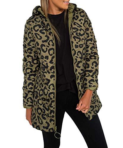 Book Cover KIRUNDO 2019 Winter Women's Lightweight Jacket Water-Resistant Puffer Coat Zipped Up Leopard Outwear with Pockets