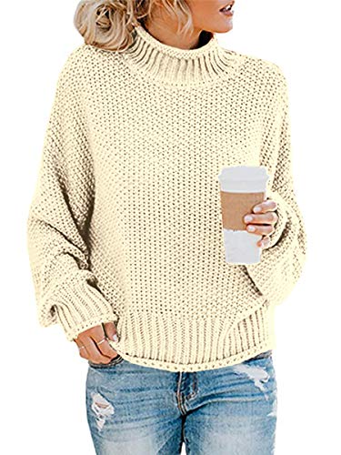 Book Cover Glanzition Women's Turtle Neck Oversized Chunky Knit Jumper Pullover Sweaters