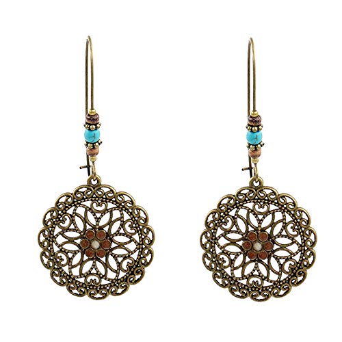 Book Cover Tanwpn 1Pair Bohemian National Style Hollow Water Drop Shaped Alloy Long Earrings