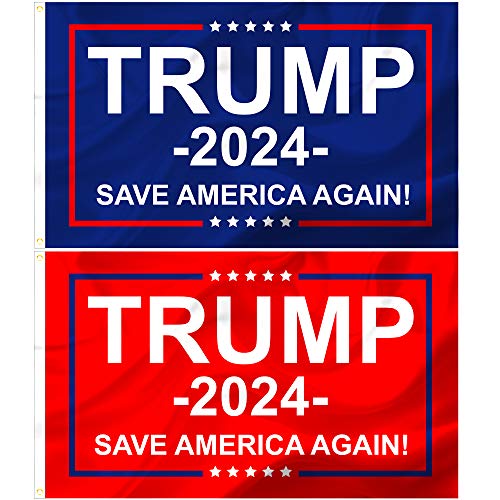Book Cover RED COUNTRY Donald Trump 2024 Flags, 2 Pc Set, Save America Again, Front Yard, Garden and Outdoor Use, UV and Weather Resistant, MAGA