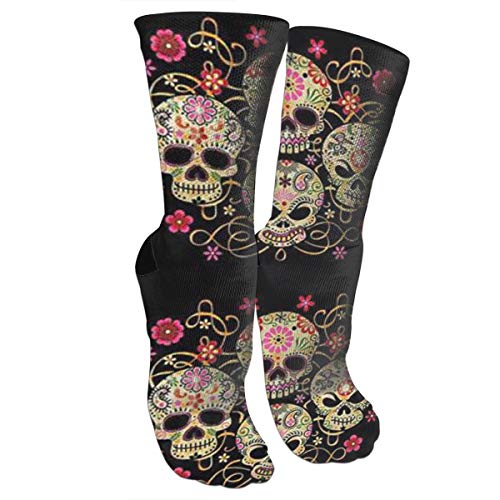 Book Cover Day Of The Dead Sugar Skull Compression Socks Unisex Printed Socks Crazy Patterned Fun Long Cotton Socks Over The Calf Tube