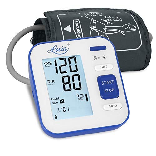 Book Cover Blood Pressure Monitor Upper Arm, LOVIA Accurate Automatic Digital BP Machine for Home Use & Pulse Rate Monitoring Meter with Cuff 22-40cm, 2Ã—120 Sets Memory, LCD Backlight