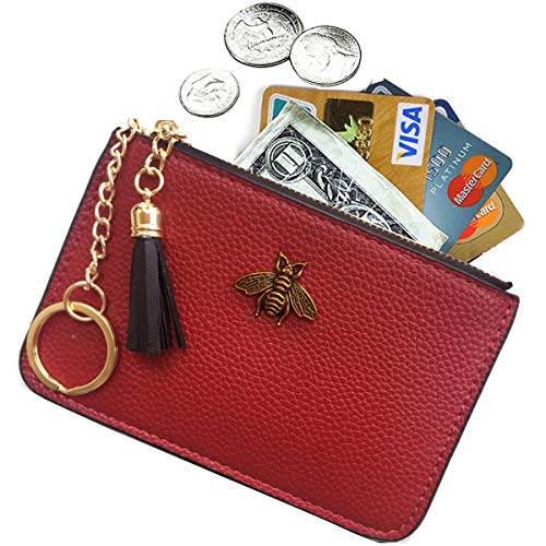 Book Cover Tovly Womens Mini Leather Coin Purse Cash Wallet Card Holder Zipper Pouches with Key Ring