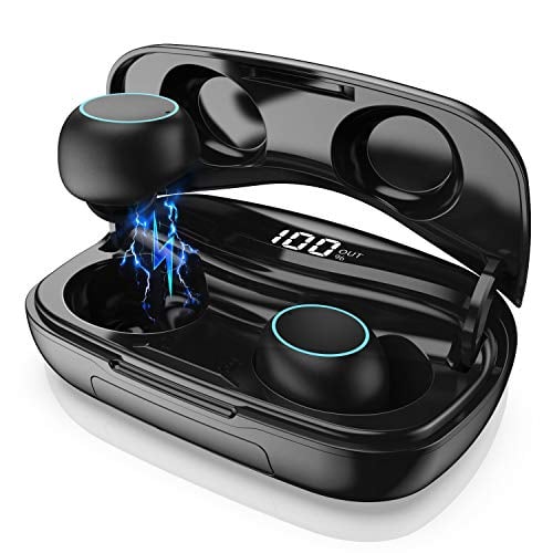 Book Cover Wireless Earbuds, Bluetooth 5.0 Wireless Headphones with 3500mAh Charging Case LED Battery Display 60H Playtime, Smart Touch, IPX7 Waterproof Wireless Earphones in-Ear Built-in Mic Headsets for Sport