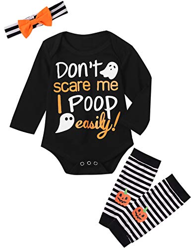 Book Cover Dramiposs Newborn Baby Girls Halloween Outfit Set Funny Ghost Bodysuit with Leggings