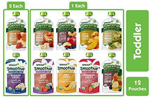 Book Cover Sprout Organic Stage 4 Toddler Food, Power Pak & Smoothie Variety Sampler, 4 Ounce (Pack of 12)