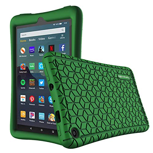 Book Cover Famavala Silicone Case Cover Compatible with All-New Fire 7 Tablet [9th Generation, 2019 Release] (DarkGreen)