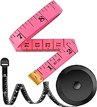 Book Cover 2 Pack Tape Measure Measuring Tape for Body Fabric Sewing Tailor Cloth Knitting Vinyl Home Craft Measurements, 60-Inch Soft Fashion Pink & Retractable Black Double Scales Rulers for Body Weight Loss