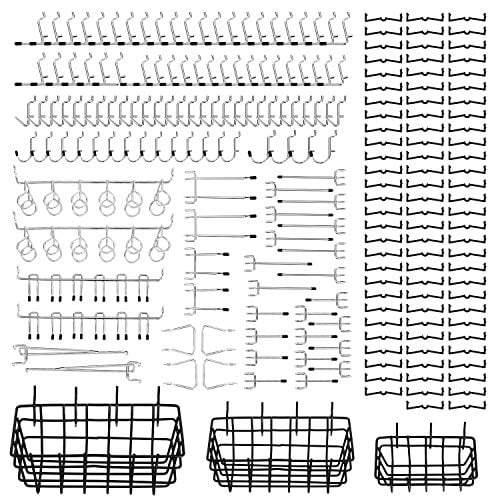 Book Cover 123Pcs Pegboard Hooks Assortment with 3 Pegboard Baskets Organizing Tools Garage Storage System for Kitchen Craft Room