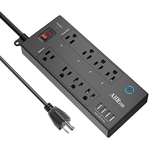 Book Cover Smart Plug, Power Strip, AHRISE WiFi Surge Protectorï¼ˆ1680 Joules with 4 Smart Outlets and 4 Always on outlets and 4 USB Ports(Smart 4.8A 24W Total), 6ft Extension Cord, 1875W/15A, Black