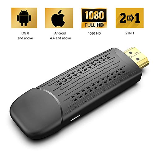 Book Cover [2019 New] Wireless and Wired 2 in 1 Display Dongle 1080P HDMI Display Receiver for TV Projector, Compatible with Android Smartphones/iOS iPhone IPad/Mac/Laptop, Support Airplay DLNA Miracast