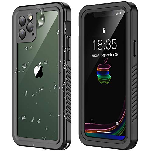 Book Cover RedPepper iPhone 11 Pro Waterproof Case, Clear Full Body Heavy Duty Protection with Built-in Screen Protector Shockproof Rugged Cover Designed for iPhone 11 Pro 5.8 inch 2019 (Black)