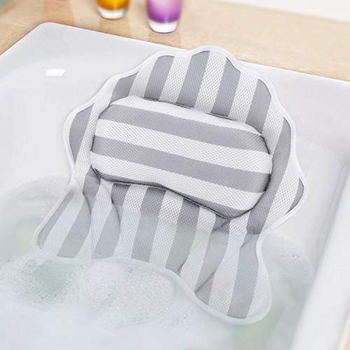 Book Cover Bath Pillow, SMZCTYI Ultra Supportive & Anti-Slipping Bathtub Pillow with 6 Reinforced Suction Cups, Easy to Dry Bath Pillows for Different Tubs