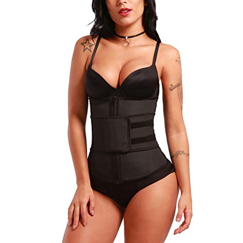 Book Cover Ouyilu Womens Shapewear Waist Trainer Corset for Weight Loss Tummy Control Sport Workout Slimming Body Shaper - Black - L