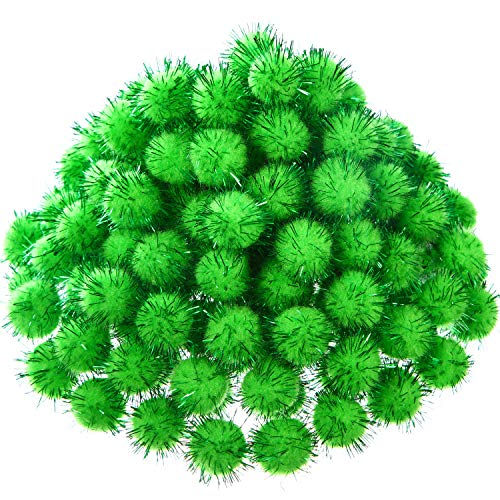Book Cover 1000 Pieces Glitter Pom Poms 0.6 Inch Fuzzy Pompoms Arts and Crafts Balls for Hobby Supplies and Craft DIY Material (Fruit Green)