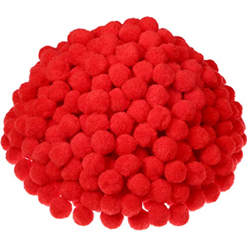 Book Cover Shappy 500 Pieces 1 Inch Pom Pom Crafts Balls for DIY Creative Pompoms Decorations Kids Project Hobby Supplies Party Holiday Decorations (Red)
