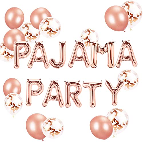 Book Cover LaVenty Set of 11 Rose Gold PAJAMA PARTY Balloons PAJAMA PARTY Banner Pajama Party Decor Slumber Party Spa Party Balloons