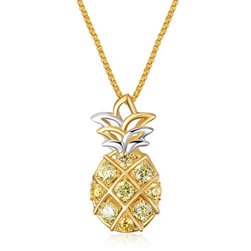 Book Cover AOBOCO Sterling Silver Pineapple Necklace Gold Plated Pendant,Jewelry Gift for Women