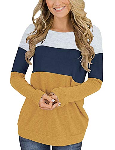Book Cover Locryz Womens Color Block Long Sleeve Round Neck Shirts Pullover Sweatshirt Tops