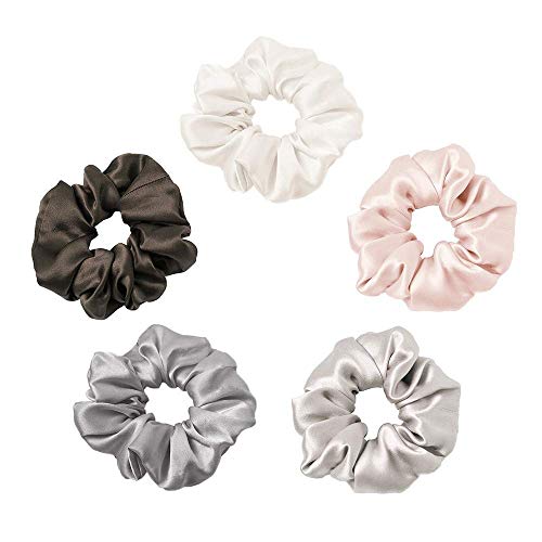 Book Cover LilySilk Silk Charmeuse Scrunchy -Ponytail Holder -Scrunchies For Hair - Silk Scrunchies For Women Soft Hair Care (Customized-5pc)