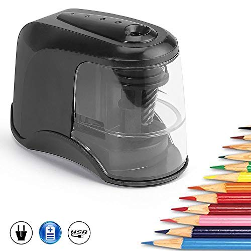Book Cover Electric Pencil Sharpener,Auto and Safety Heavy-duty Helical Blade Pencil Sharpener for Artist,Student,Kids Adults,Use for Office,School,Classroom,USB or Battery Powered