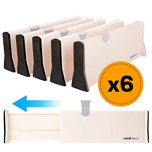 Book Cover INTELLIDECO Drawer Dividers Organizer (Value 6 Pack), Expandable Drawer Divider Organizers from 11