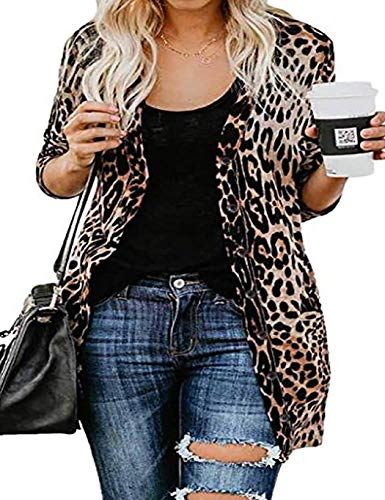 Book Cover DREAMVAN Women Fashion Leopard Printed Button Down Cardigans Coat with Pockets Wool & Pea Coats