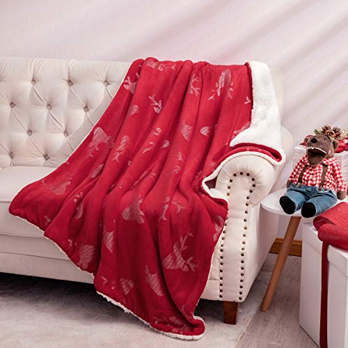 Book Cover Bedsure Sherpa Fleece Throw Blanket Twin- Super Soft Cozy Blanket for Women, Reversible Warm Fuzzy Throw Blanket for Couch, Red, 60x80 Inches